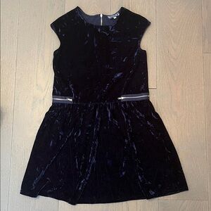 Girls Size 14 Blue Crushed Velvet Dress with Zippers
